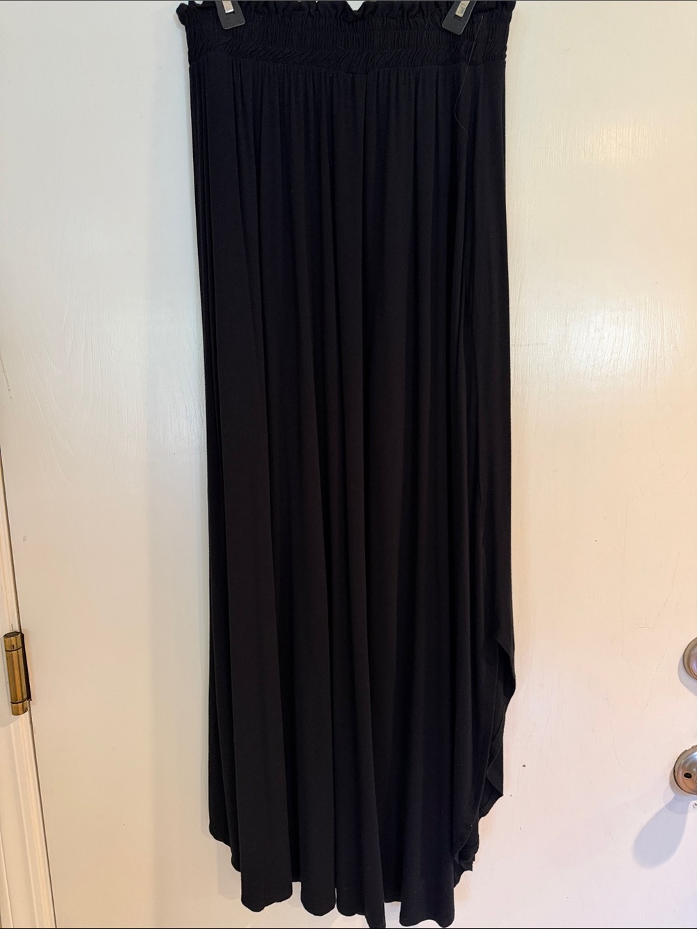 Black Smocked Waist Maxi Skirt - Women sz L knit
